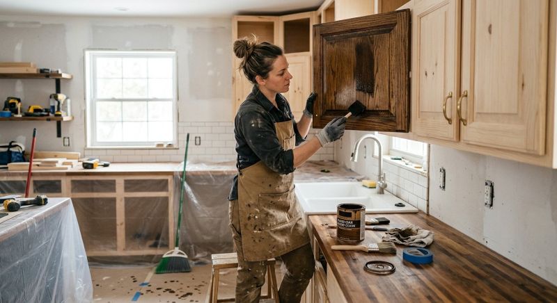 Wood Cabinet Staining in Terre Haute, IN